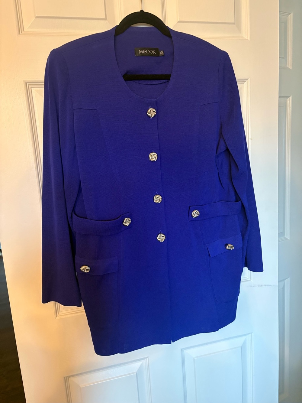 MISOOK Women's Purple Blue Long Knit Blazer Size 0X